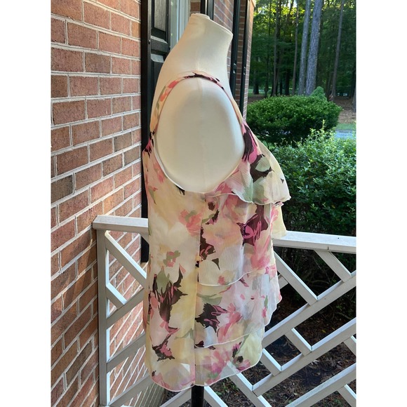 Sheer floral cascading Tier blouse  iZbyer Large - Picture 2 of 6